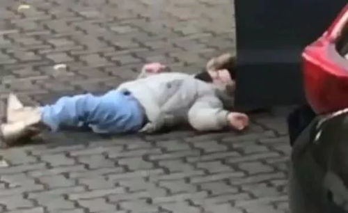 男童遭大妈强拽躺地 男童遭大妈强拽躺地
